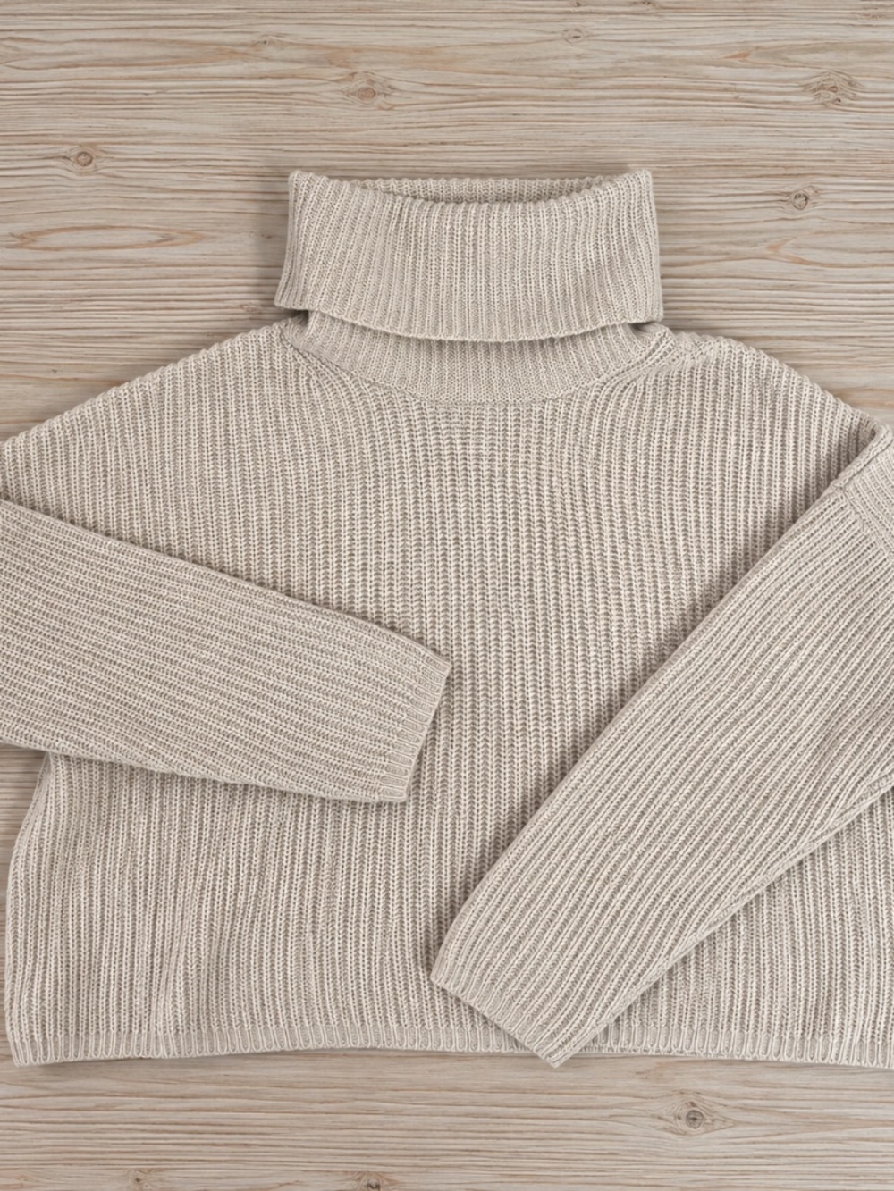 Madewell Recycled Cashmere Wool Cropped Turtleneck Sweater M Tan